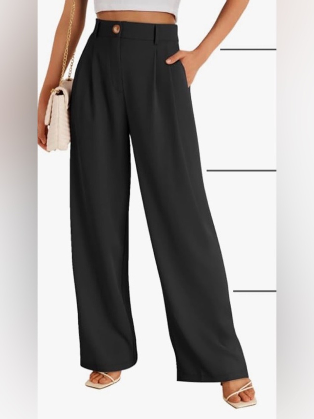 High-Rise Wide Leg Trousers — Black